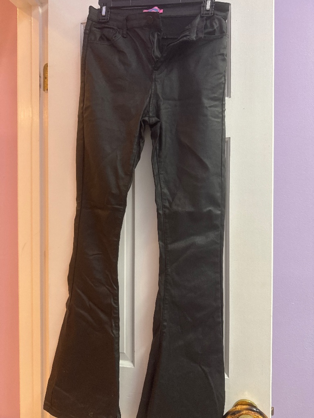 Coated pleather jeans